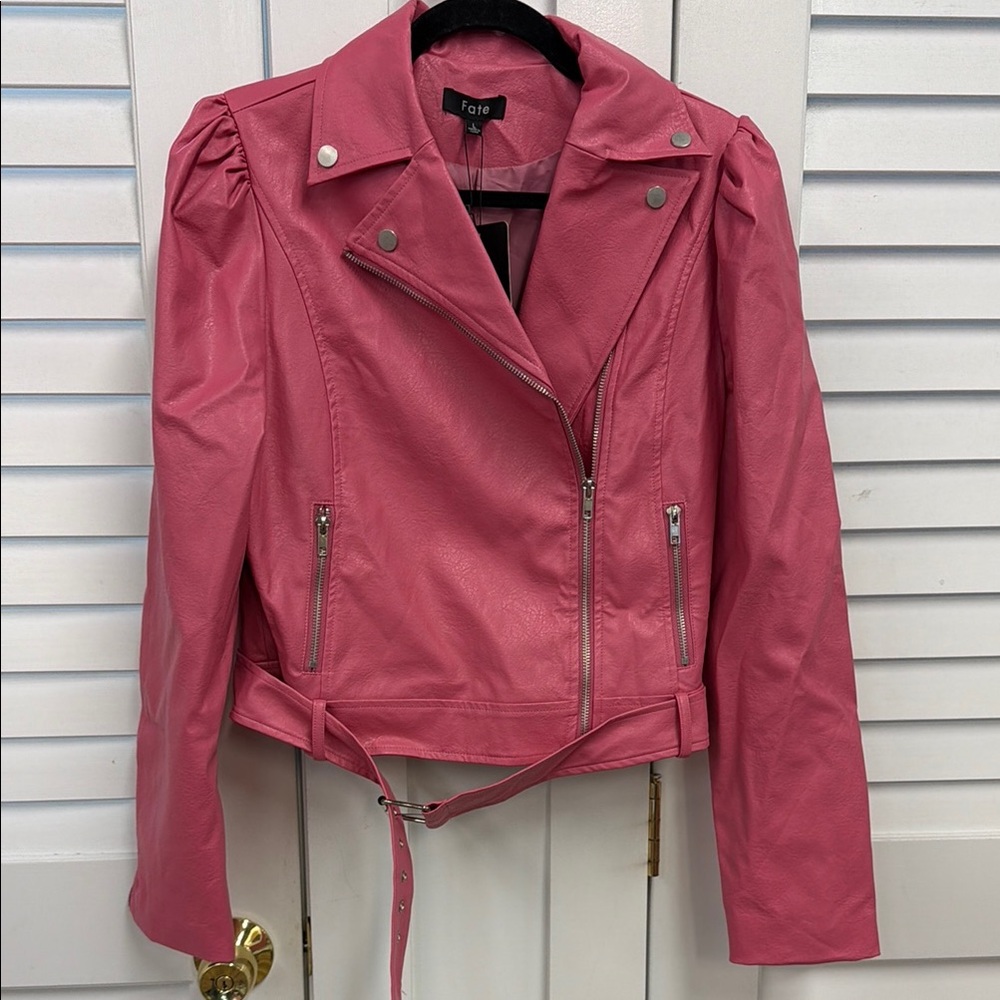 NWT pink faux leather motorcycle jacket from Fate   Various sizes